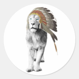 Sticker Rond Chef de Lion