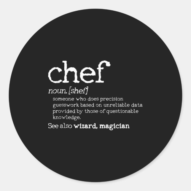 Sticker Rond Chef Definition - Funny Dictionary Cooking Gift Ta (Devant)