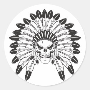 Sticker Rond Chef du crâne indien