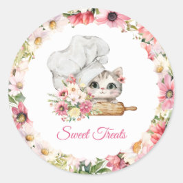 Sticker Rond Chef Kitten Bakery