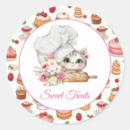 Sticker Rond Chef Kitten Bakery