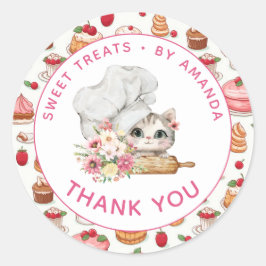 Sticker Rond Chef Kitten Bakery Thank you