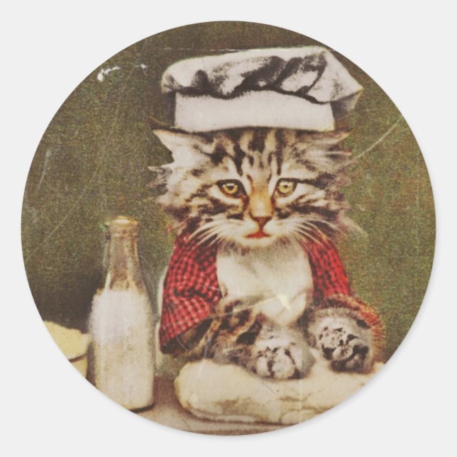Sticker Rond Chef Kitten Fabriquant Du Pain (Devant)