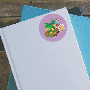 Sticker Rond Chef pâtissier Dragon Vert