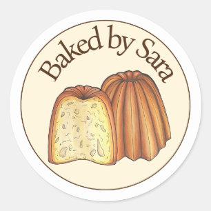 Sticker Rond Chef Pâtissier Français Canelé Cuisiné À La Maison