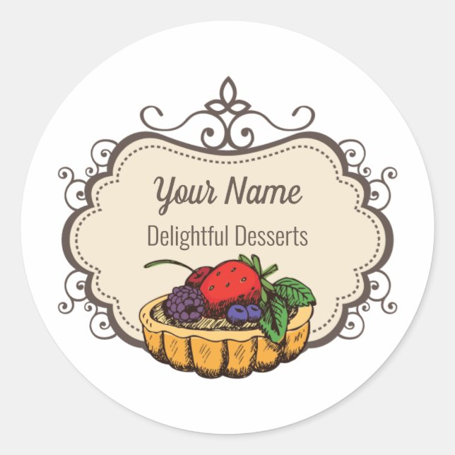 Sticker Rond Chef pâtissier personnalisable (Devant)