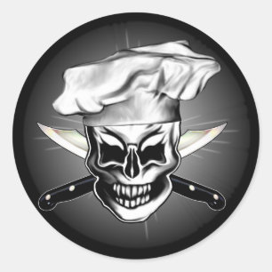 Sticker Rond Chef Skull 6