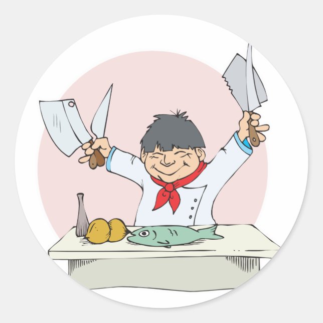 Sticker Rond chef sushi (Devant)