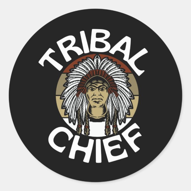 Sticker Rond Chef tribal Amérindien (Devant)