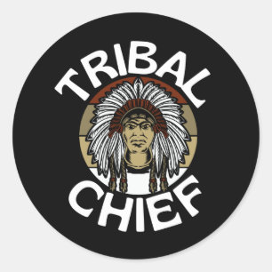 Sticker Rond Chef tribal Amérindien