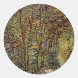 Sticker Rond Chemin dans les Bois par Vincent van Gogh