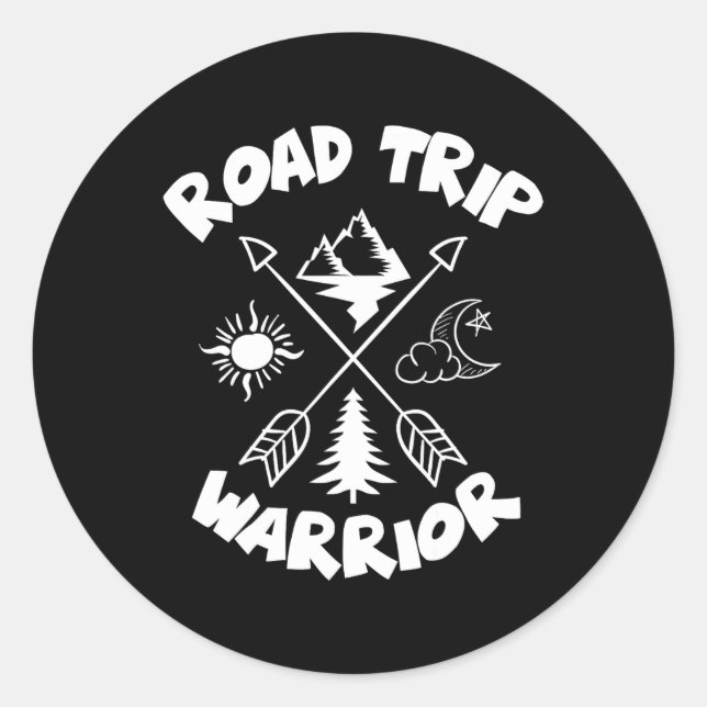 Sticker Rond Chemin De Route Guerrier Chemise Familiale Pour Va (Devant)
