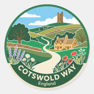 Sticker Rond Chemin des Cotswold Angleterre