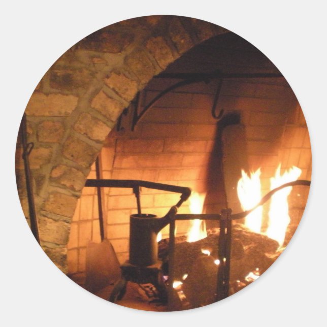 Sticker Rond Cheminée cosy (Devant)