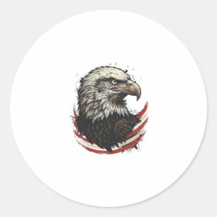 Sticker Rond Chemise à motif de gravure patriotique d'aigle cha