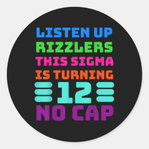 Sticker Rond Chemise Anniversaire 12 Ans Amusante - Rizz, Sigma