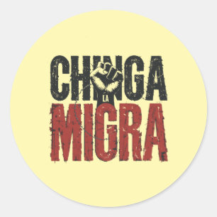 Sticker Rond Chemise anti-ICE Chinga La Migra -Résistance Vinta