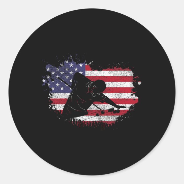 Sticker Rond Chemise billard - Drapeau américain Billiard Playe (Devant)