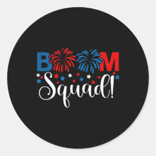 Sticker Rond Chemise Boom Squad 4 juillet Feux d'artifice Indép