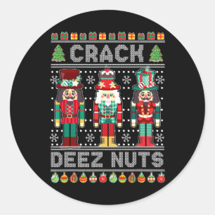 Sticker Rond Chemise Casse-Noisettes Deez Nuts Drôle Noël Sale