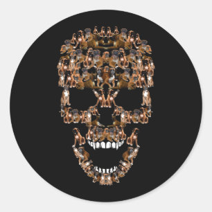 Sticker Rond Chemise crâne de chien Boxer Costume Halloween Amo