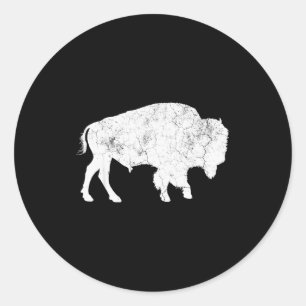 Sticker Rond Chemise de amateur d'animaux de style rétro Buffal
