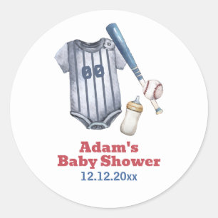 Sticker Rond Chemise de baseball Little Slugger Biberon Baby Sh