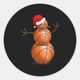 Sticker Rond Chemise de basketball de Noël - Snowman de basketb