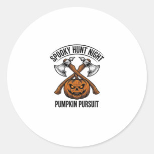 Sticker Rond Chemise de chasse Halloween avec haches de citroui
