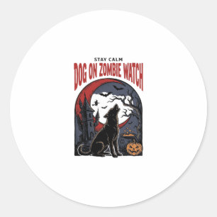 Sticker Rond Chemise de chien Halloween modèle patrouille zombi