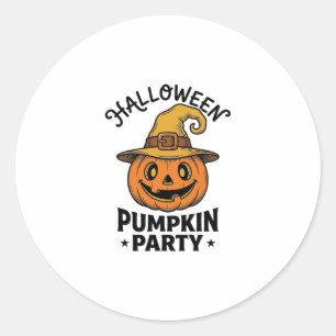 Sticker Rond Chemise de citrouille d'Halloween Chapeau de sorci