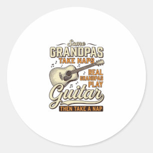 Sticker Rond Chemise de conception de gravure vintage de guitar