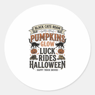 Sticker Rond Chemise de conducteur de camion Halloween avec cha