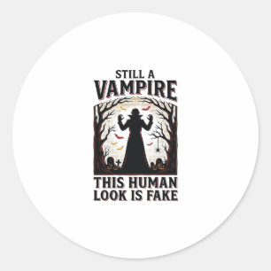 Sticker Rond Chemise de costume de vampire drôle d'Halloween dé