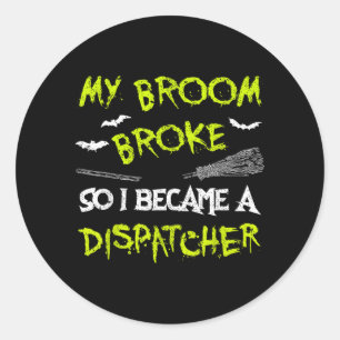 Sticker Rond Chemise de costume Halloween Dispatcher drôle faci