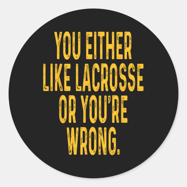 Sticker Rond Chemise de crosse T Lacrosse Vêtements Tee Gear (Devant)