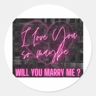 Sticker Rond Chemise de demande en mariage Surprise Amour Fianc