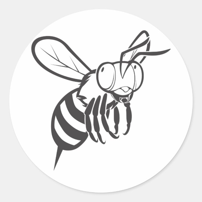 Sticker Rond Chemise de dessin de la reine cool Bee (Devant)
