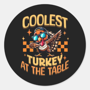 Sticker Rond Chemise de dinde de Thanksgiving Enfants Garçons D