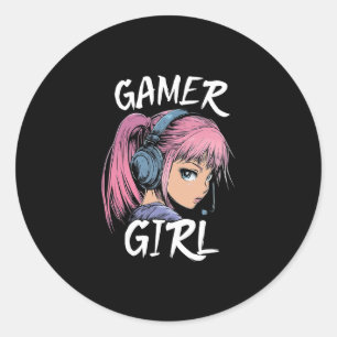 Sticker Rond Chemise de fille de gamer pour filles adolescentes
