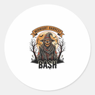 Sticker Rond Chemise de Halloween pour épouvantail Gravure vint