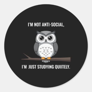 Sticker Rond Chemise de hibou introverti drôle - Pas anti-socia
