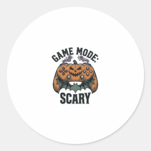 Sticker Rond Chemise de joueur effrayant Art de manette Hallowe