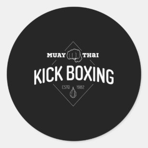 Sticker Rond Chemise de kickboxing Muay Thai Boxer Arts martiau
