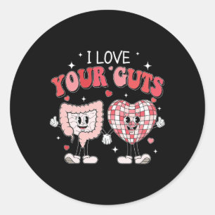 Sticker Rond Chemise de la Saint-Valentin pour infirmière J'aim