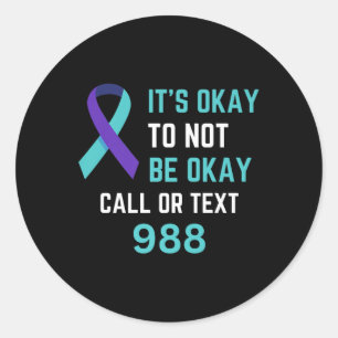 Sticker Rond Chemise de ligne d'assistance 988 de prévention du