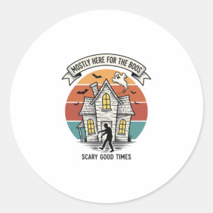 Sticker Rond Chemise de maison hantée drôle Halloween vintage é