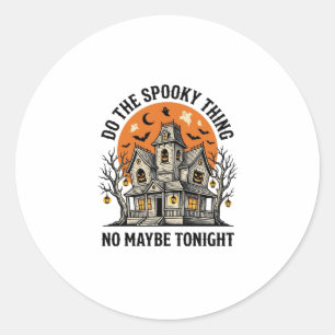 Sticker Rond Chemise de Maison Hantée Effrayant Design Hallowee