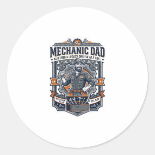 Sticker Rond Chemise de Mécanicien de la Fête des Pères Papa Dr
