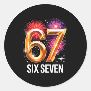 Sticker Rond Chemise de pyjama de fête du Nouvel An 67 6 7 Mème